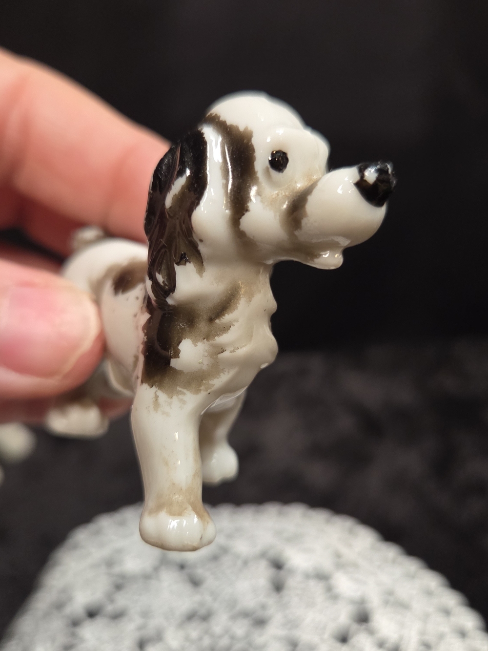 Cocker Spaniel Bone China Porcelain Figurine Black and Brown Japan